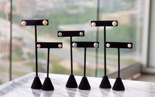 Classic Pearl Studs (White/Pink/Silver - Medium Size)